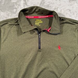 Polo Ralph Lauren Men's Medium Green Performance Quarter Zip Golf Pullover